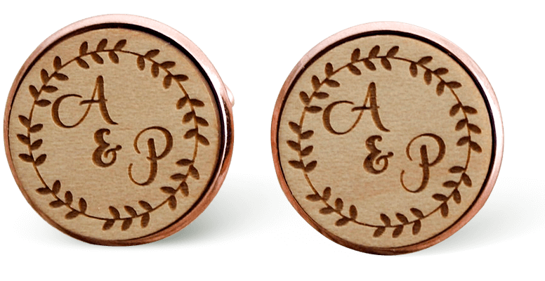 wood custom wedding cufflinks