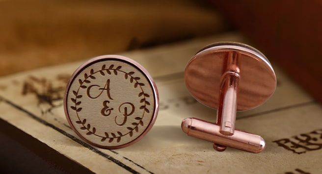 custom wood wedding cufflinks