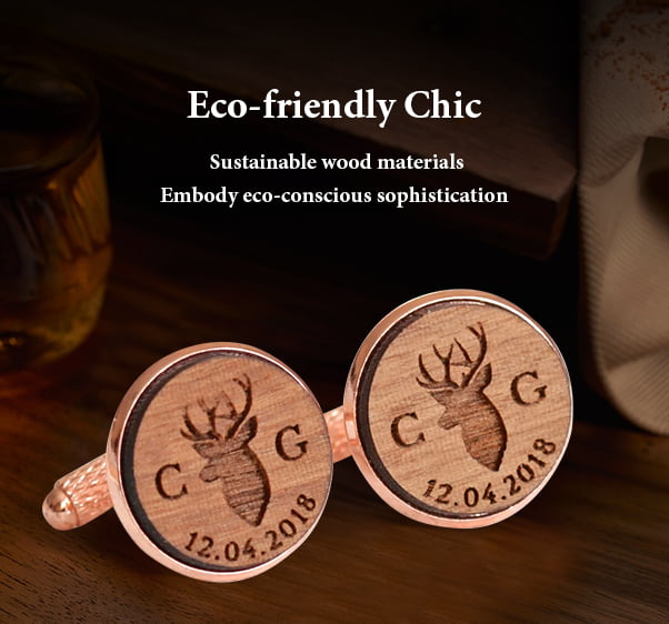 eco-friendly wood custom wedding cufflinks
