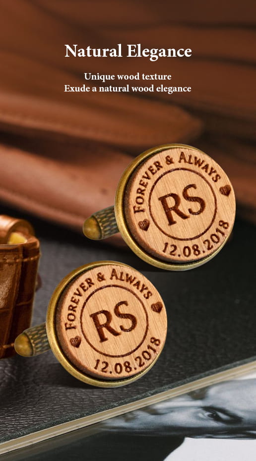 unique wood custom wedding cufflinks