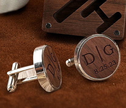 wooden custom wedding cufflinks