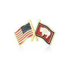 Wyoming and USA Crossed Flag Pins