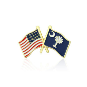South Carolina and USA Crossed Flag Pins