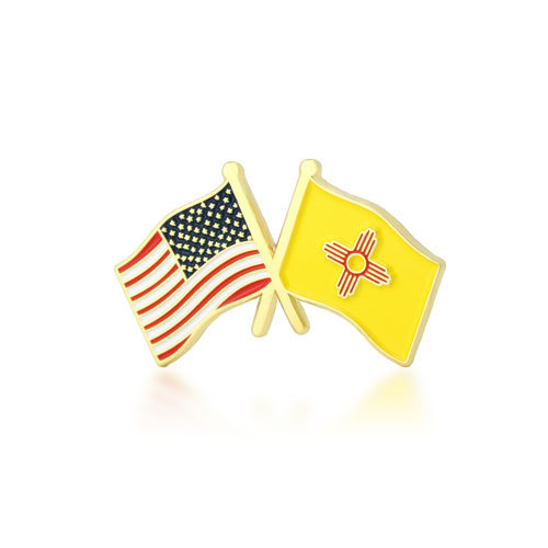 New Mexico and USA Crossed Flag Pins