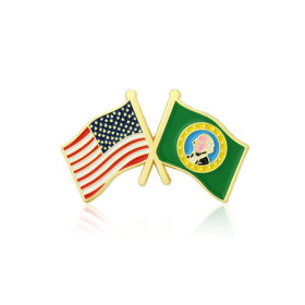 Washington and USA Crossed Flag Pins