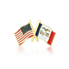Iowa and USA Crossed Flag Pins