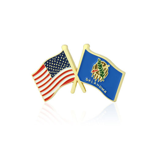 Oklahoma and USA Crossed Flag Pins