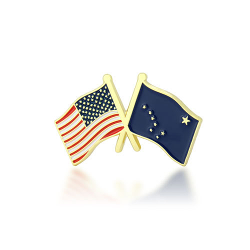 Alaska and USA Crossed Flag Pins