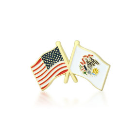 Illinois and USA Crossed Flag Pins