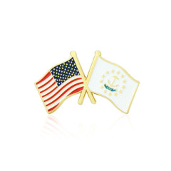 Rhode Island and USA Crossed Flag Pins