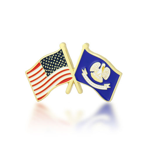Louisiana and USA Crossed Flag Pins