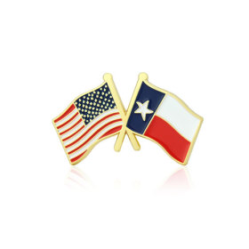 Texas and USA Crossed Flag Pins