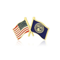Nebraska and USA Crossed Flag Pins