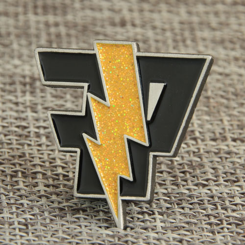 Gold Lightning Enamel Pins