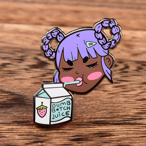 Girl Drinking Strawberry Juice Pins