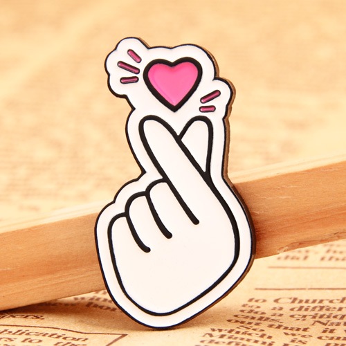 Finger Heart Enamel Pins